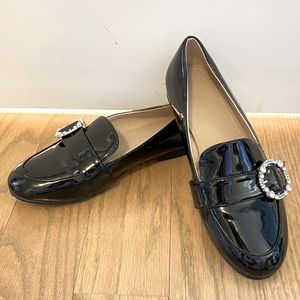 Zara girls patent loafers with sparkle buckle